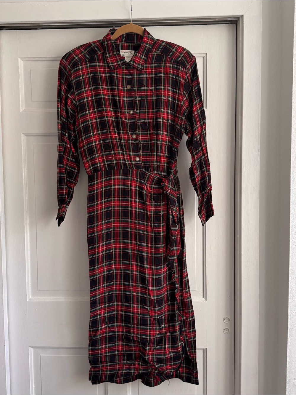 Vintage Talbots Dress 10 Plaid Tartan Modest Preppy Academia Red Black Green